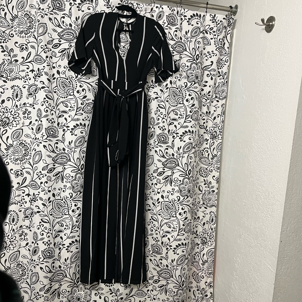 Haute Monde Black and White Striped Dress
